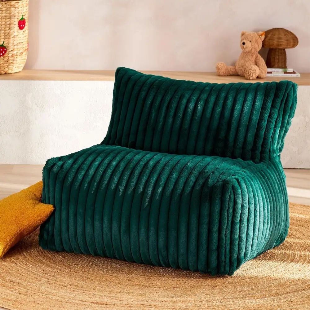 Fauteuil poire Billie en fausse fourrure verte Norka Living LL117-RBF-13